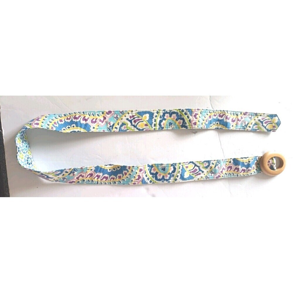 Vera Bradley Reversible Fabric Belt Capri Blue Wooden Buckle